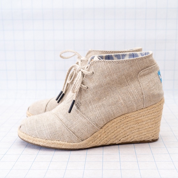TOMS Desert Burlap Wedge Bootie - Size 8.5 - Picture 4 of 9
